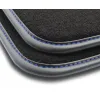 Dywaniki welurowe Premium do BMW X3 G01 od 2017 - Czarna lamówka skórzana (błyszcząca) obszyta niebieską nicią