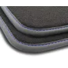 Dywaniki welurowe Premium do Renault Trafic III od 2014 - Czarna lamówka matowa (nubuk) obszyta niebieską nicią