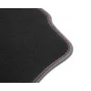 Dywaniki welurowe Premium do Ford Explorer V 2010-2019 - Czarna lamówka skórzana (błyszcząca) obszyta czerwoną nicią długość dywanika kierowcy od stro