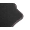 Dywaniki welurowe Premium do Ford Explorer V 2010-2019 - Czarna lamówka matowa (nubuk) obszyta czerwoną nicią długość dywanika kierowcy od strony drzw