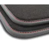 Dywaniki welurowe Premium do Ford Kuga II 2013-2015 - Czarna lamówka matowa (nubuk) obszyta czerwoną nicią