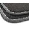 Dywaniki welurowe MOTOS Premium™ do Ford Galaxy 2006-2015 wersja 7 osobowa - Czarna lamówka matowa (nubuk) obszyta białą nicią