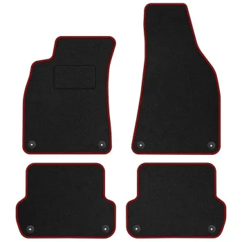 Dywaniki welurowe MOTOS Standard™ do SEAT Exeo 2008-2013 - Czarno-czerwona lamówka materiałowa