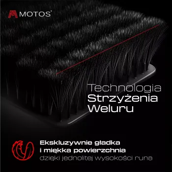 Dywaniki welurowe MOTOS Premium™ do Nissan Pixo 2009-2013 - Czarna lamówka skórzana (błyszcząca) obszyta czerwoną nicią