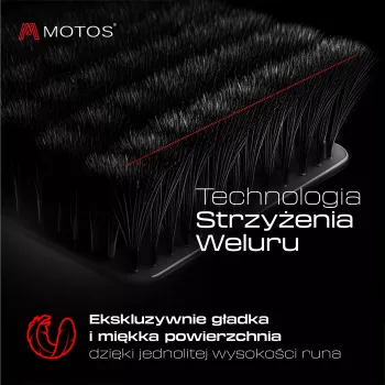 Dywaniki welurowe MOTOS Premium™ do Audi R8 2015-2024 - Czarna lamówka matowa (nubuk) obszyta czerwoną i białą nicią