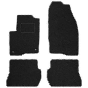 Dywaniki welurowe MOTOS Standard™ do Ford Fusion 2002-2013 - Czarno-biała lamówka materiałowa 2 stopery