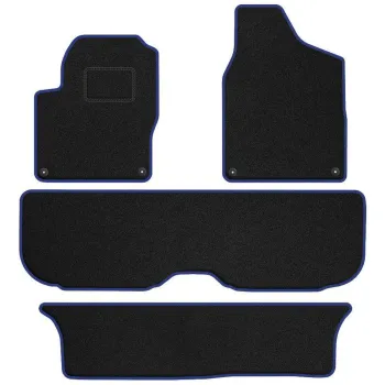 Dywaniki welurowe MOTOS Standard™ do Ford Galaxy 1995-2006 wersja 7 osobowa - Czarno-niebieska lamówka materiałowa