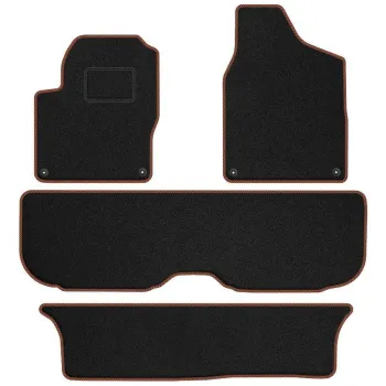 Dywaniki welurowe MOTOS Standard™ do Ford Galaxy 1995-2006 wersja 7 osobowa - Czarno-brązowa lamówka materiałowa