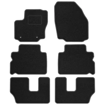 Dywaniki welurowe MOTOS Standard™ do Ford Galaxy 2006-2015 wersja 7 osobowa - Czarno-szara lamówka materiałowa