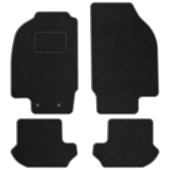 Dywaniki welurowe MOTOS Standard™ do Ford Ka 1996-2008 - Czarno-biała lamówka materiałowa po liftingu (2004-2008) - 4 stopery