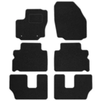 Dywaniki welurowe MOTOS Standard™ do Ford S-MAX 2006-2015 - Czarno-biała lamówka materiałowa wersja 7 osobowa