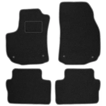 Dywaniki welurowe MOTOS Standard™ do Opel Zafira B 2005-2014 - Czarno-biała lamówka materiałowa wersja 5 osobowa