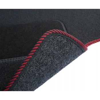 Dywaniki welurowe MOTOS Standard™ do Fiat Panda od 2012 - Czarno-czerwona lamówka materiałowa