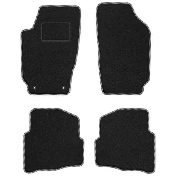 Dywaniki welurowe MOTOS Standard™ do Skoda Fabia I 2000-2007 - Czarno-biała lamówka materiałowa 2 stopery