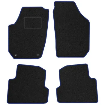 Dywaniki welurowe MOTOS Standard™ do SEAT Cordoba II 2002-2009 - Czarno-niebieska lamówka materiałowa 2 stopery