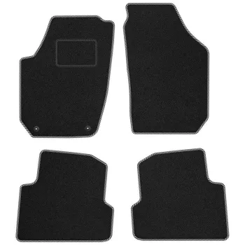 Dywaniki welurowe MOTOS Standard™ do SEAT Cordoba II 2002-2009 - Czarno-biała lamówka materiałowa 2 stopery