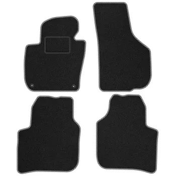 Dywaniki welurowe MOTOS Standard™ do Skoda Superb 2008-2015 - Czarno-biała lamówka materiałowa 2 stopery